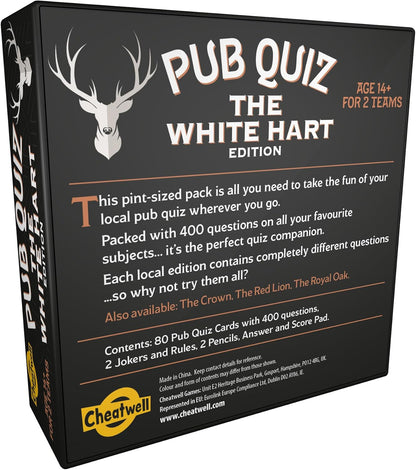 CHEATWELL GAMES The White Hart Pub Quiz - 400 Questions Across Every Category Imaginable - Comes With Answer Pad & Pencils - Ages 14+