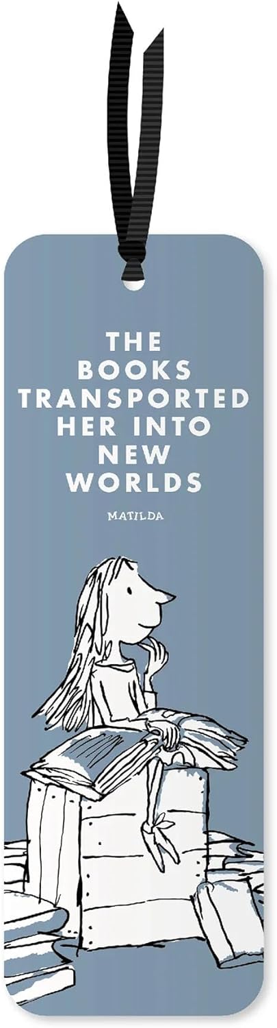 Half Moon Bay Books Transported New Worlds - Matilda - Grey Blue 8.4 x 3.1 Inch FSC Paper Bookmark Place Holder