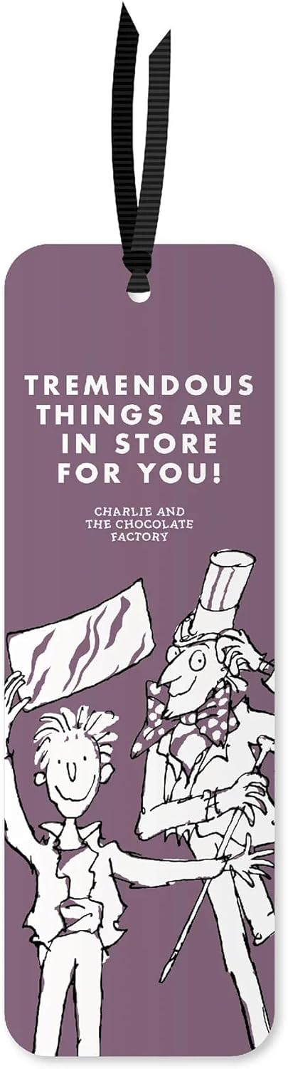 Half Moon Bay Tremendous Things in Store - Charlie and The Chocolate Factory - Maroon/White 8.4 x 3.1 Inch FSC Paper Bookmark Place Holder