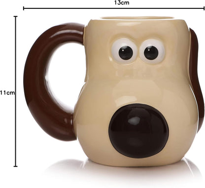 Half Moon Bay Gromit Mug | Wallace and Gromit Mug | Ceramic Coffee Mug | 3D Shaped Coffee Cup & Tea Mug | Funny Mugs for Men | Novelty Mug Large Mug | Wallace and Gromit Gifts | Novelty Gifts for Men