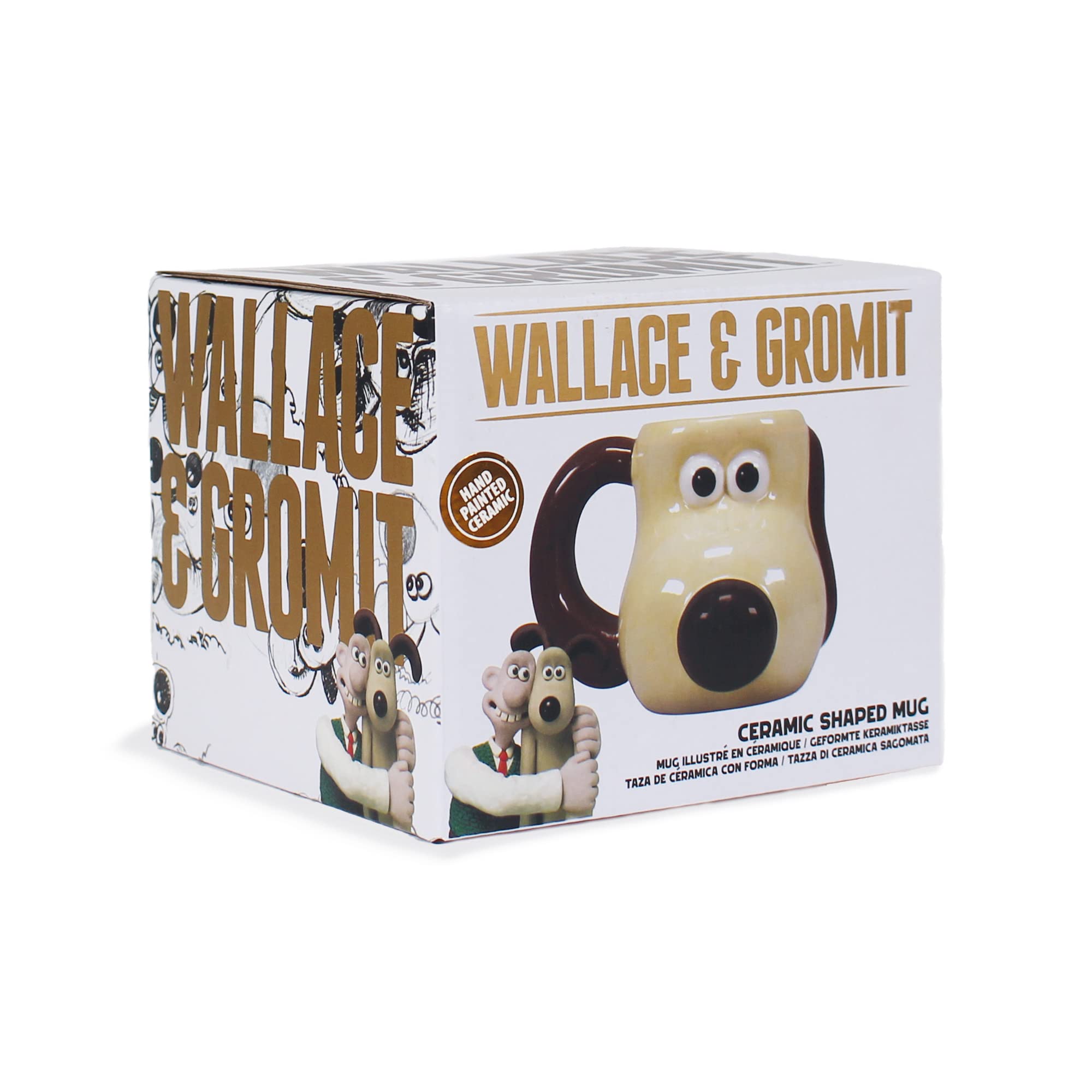 Half Moon Bay Gromit Mug | Wallace and Gromit Mug | Ceramic Coffee Mug | 3D Shaped Coffee Cup & Tea Mug | Funny Mugs for Men | Novelty Mug Large Mug | Wallace and Gromit Gifts | Novelty Gifts for Men