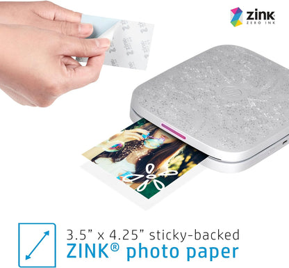 HP Sprocket Imprimante Photo instantanée 3x4+Lot de 50 Feuilles de Papier Photo