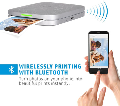 HP Sprocket Imprimante Photo instantanée 3x4+Lot de 50 Feuilles de Papier Photo