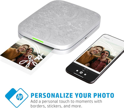 HP Sprocket Imprimante Photo instantanée 3x4+Lot de 50 Feuilles de Papier Photo