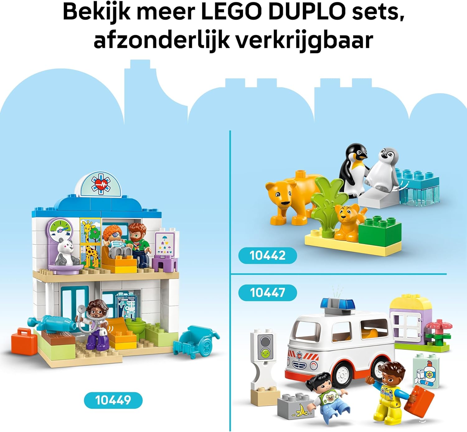 LEGO DUPLO Stad 3-in-1 families van wilde dieren, educatieve speelgoedset met figuren van schildpadden, tijgers, olifanten, herten en panda's voor peuters vanaf 2 jaar 10446