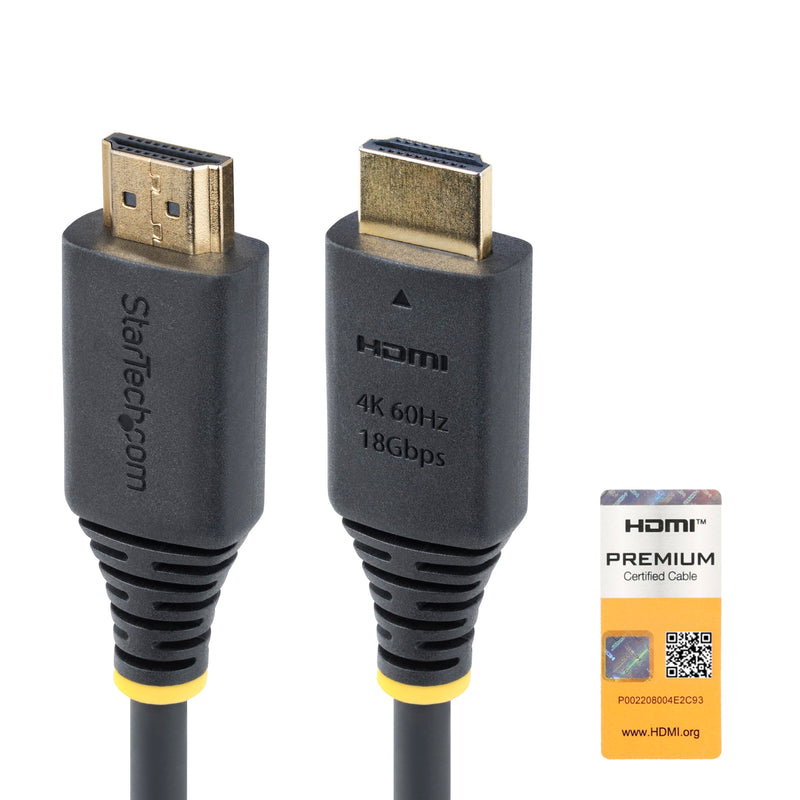 StarTech.com Cable HDMI Premium Certificado de Alta Velocidad de 1,5m - 4K 60Hz - 144Hz - 18Gbps - Cable HDMI 2.0 - TPE