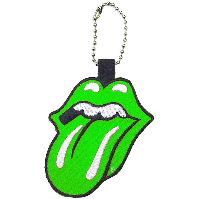 The Rolling Stones Keyring Classic Tongue Band Logo Embroidered Official Green