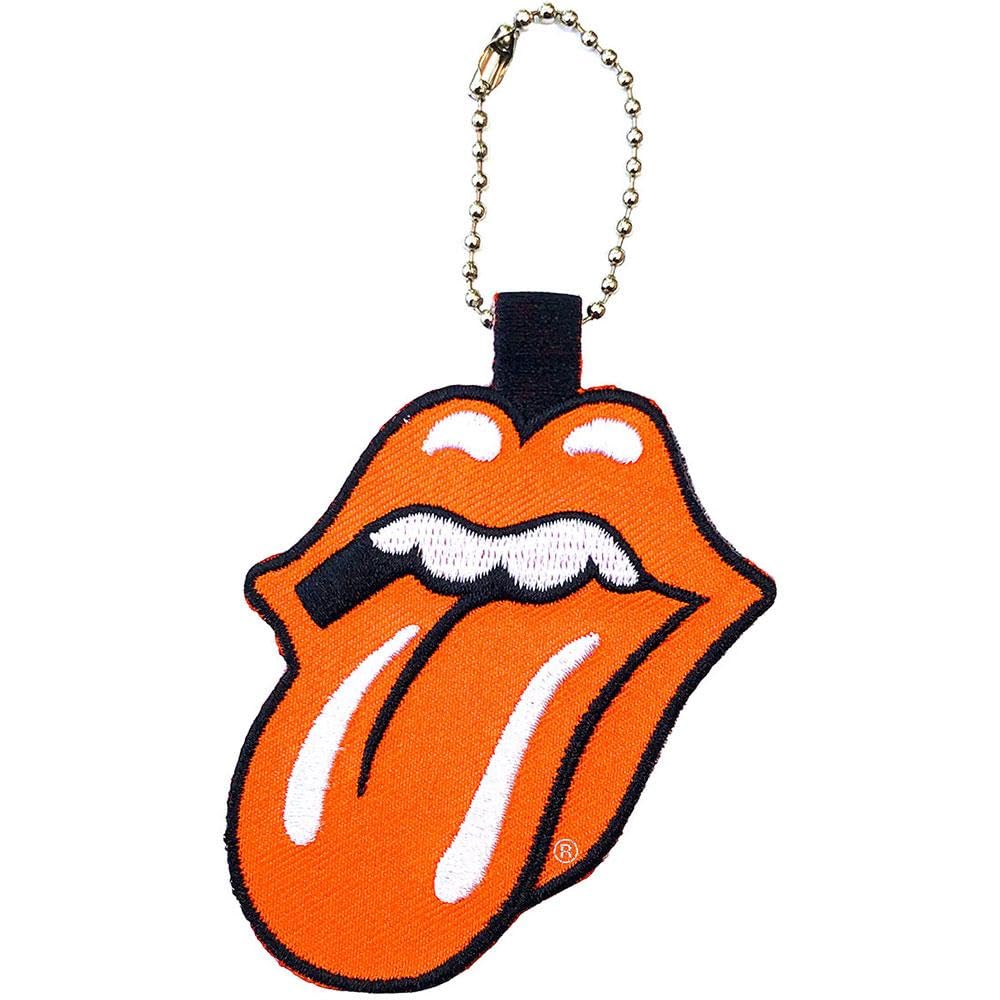 The Rolling Stones Keyring Classic Tongue Band Logo Embroidered Official Orange