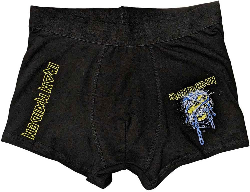 Rock Off officially licensed products Iron Maiden 'Powerslave Head' (Black) Unisex Boxer Shorts M Black