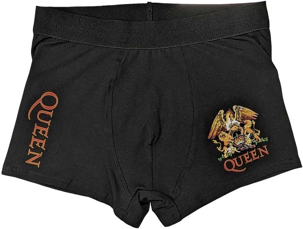 Rock Off officially licensed products Queen 'Classic Crest' (Black) Unisex Boxer Shorts XL Black