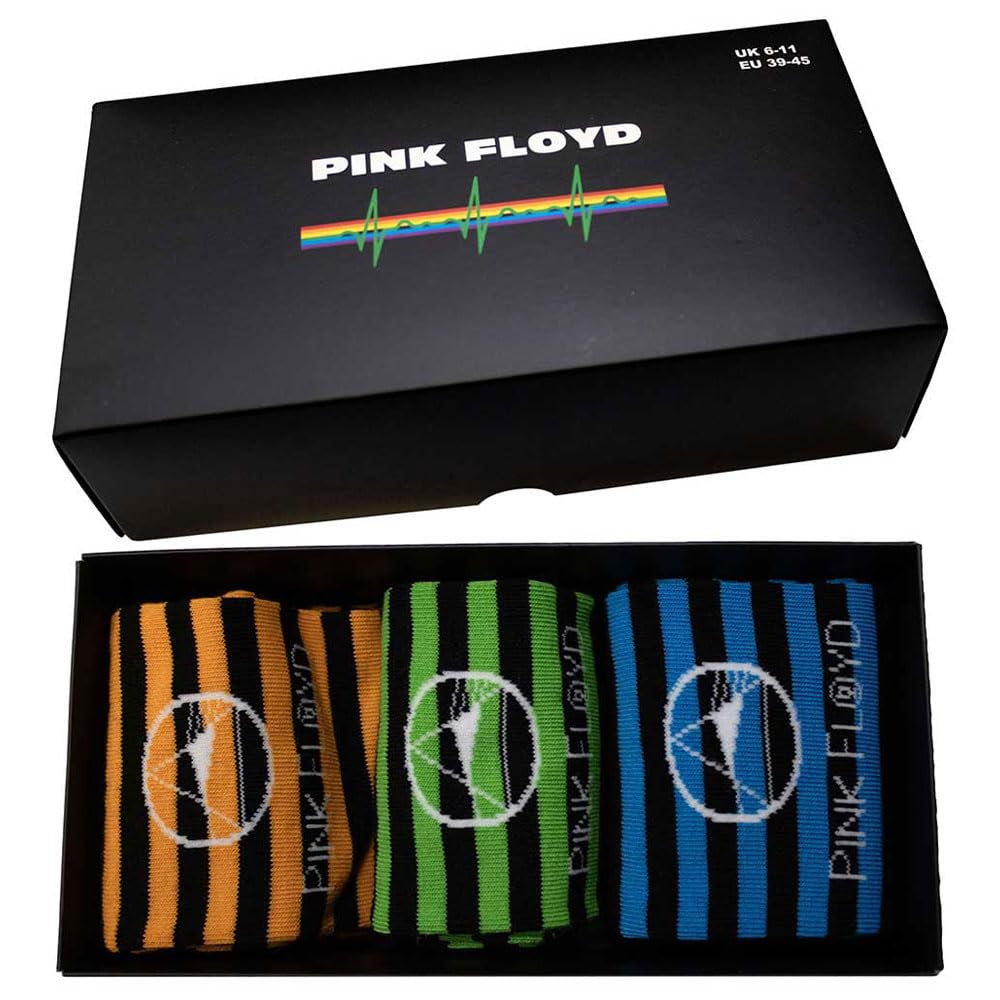 Rock Off officially licensed products Pink Floyd Mono Prism Ankle Socks Boxed Set Size UK Size 7-11