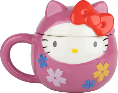 Konix Hello Kitty 3D Mug, Ceramic Mug, 320 ml, Daruma Design, Pink