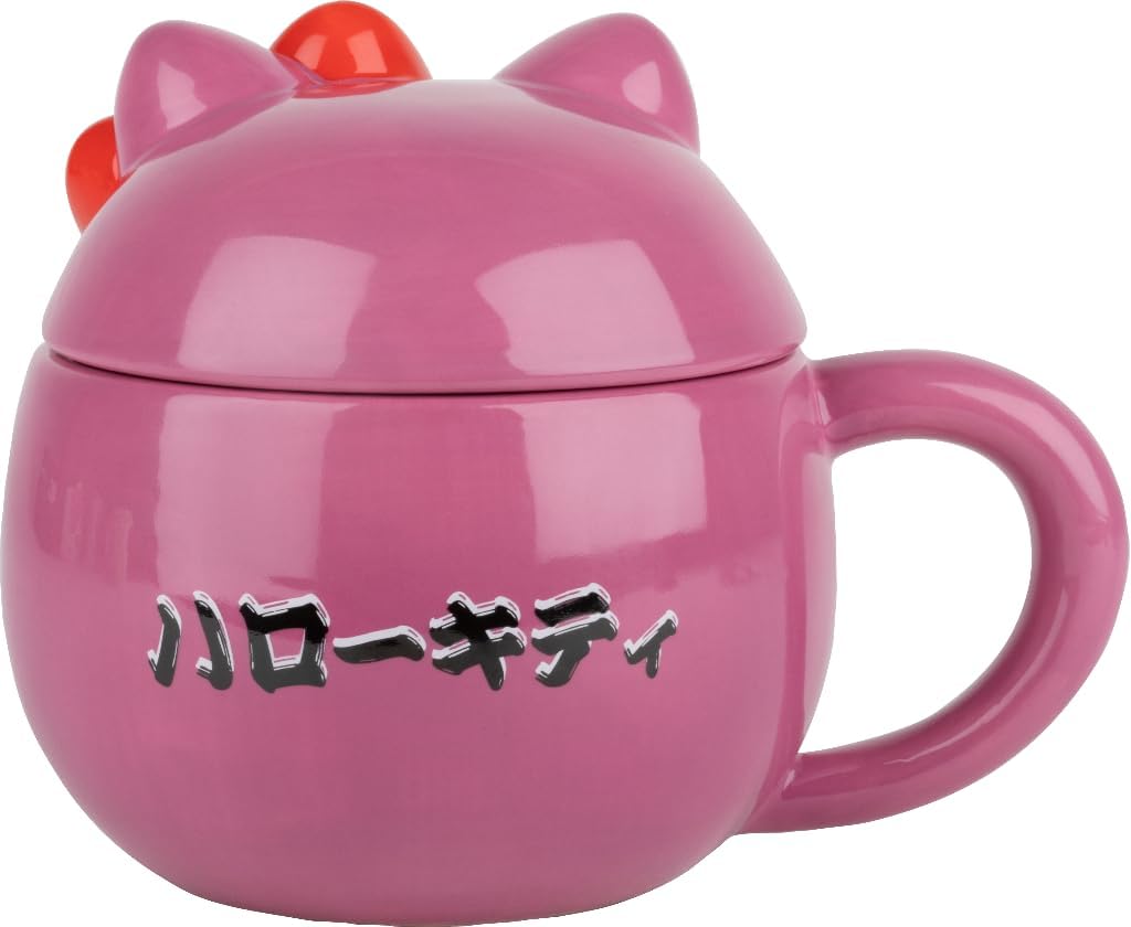 Konix Hello Kitty 3D Mug, Ceramic Mug, 320 ml, Daruma Design, Pink