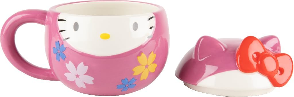 Konix Hello Kitty 3D Mug, Ceramic Mug, 320 ml, Daruma Design, Pink