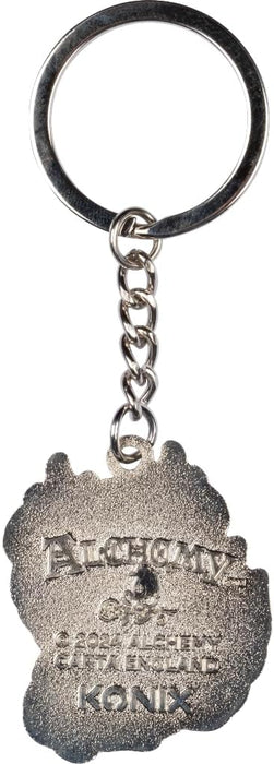 Konix Alchemy Schlüsselanhänger - Metall - Totenkopfmotiv - Rot und Gelb