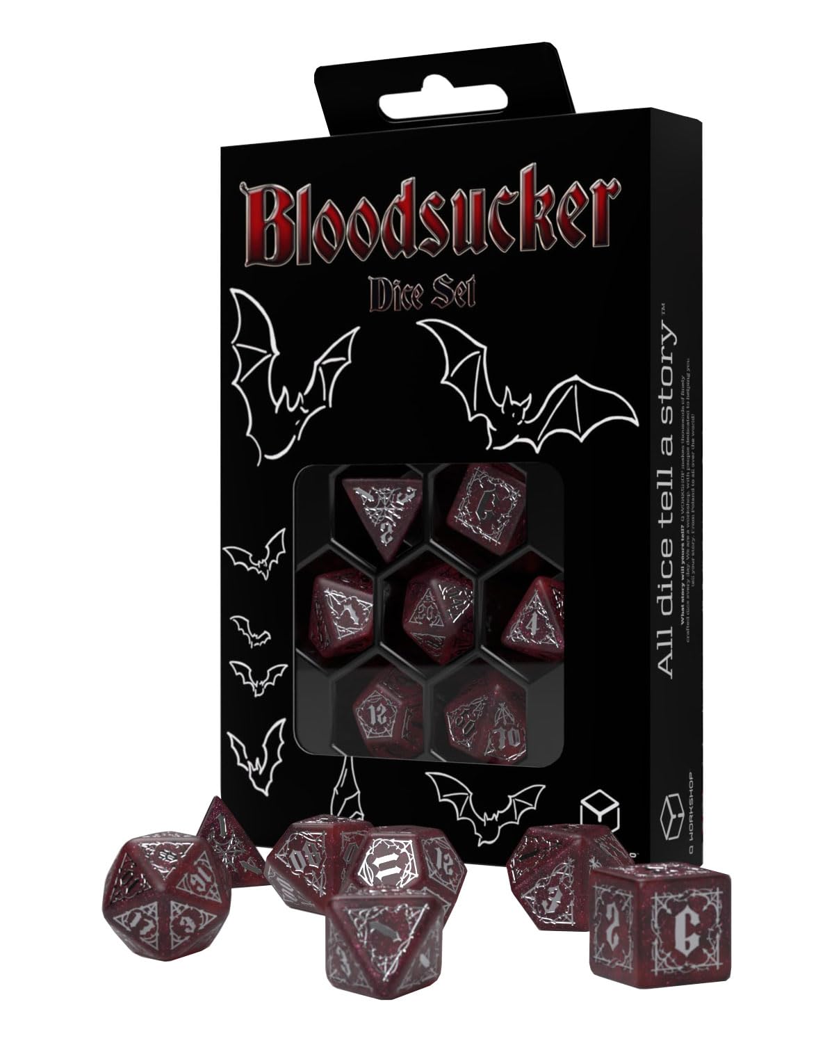 Q-Workshop QWOSBSU2 Bloodsucker Dice Set: Scarlet, Rot/Ausflug, Einfarbig (Getaway Solids