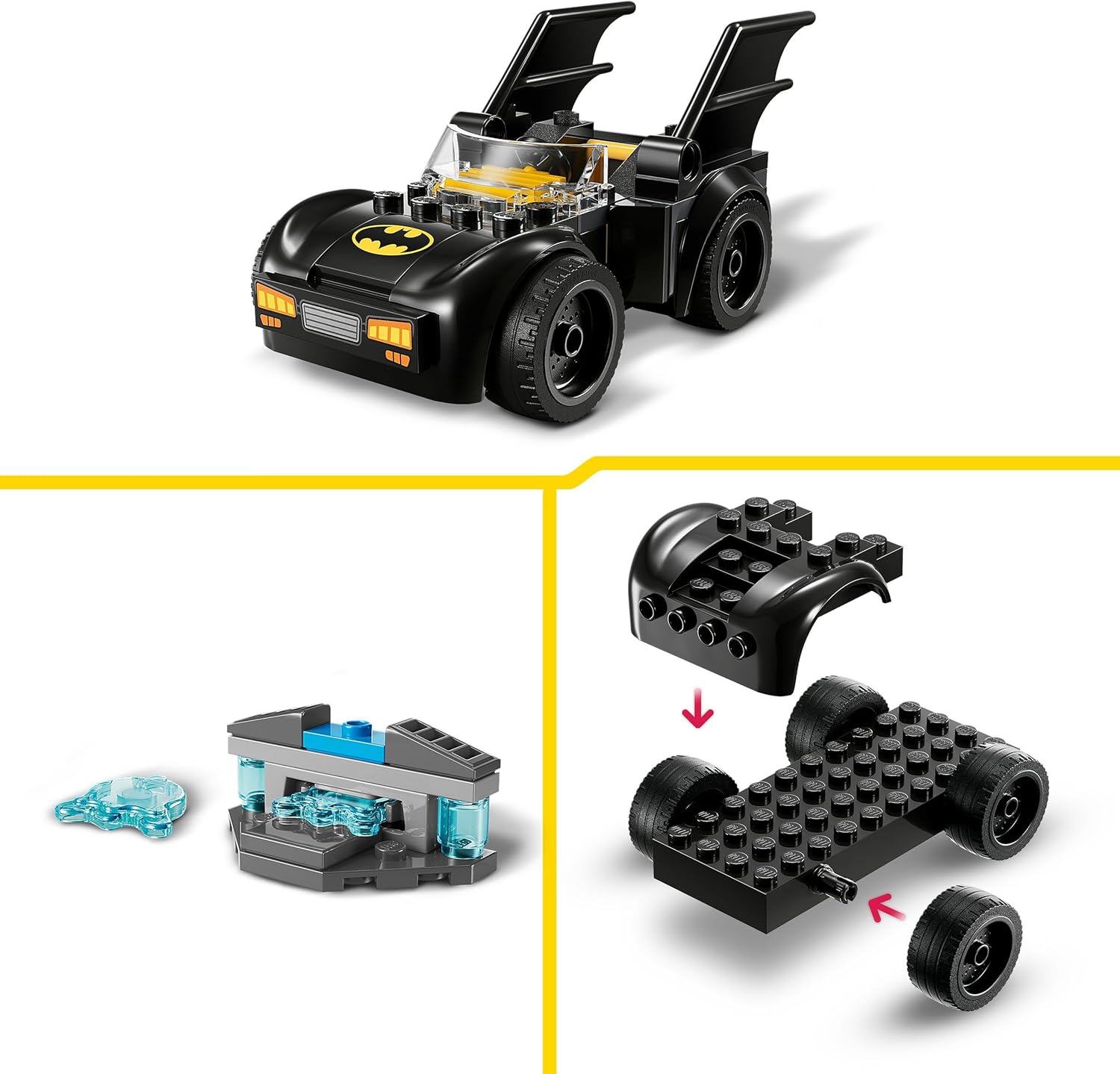 LEGO DC Batman e Batmobile Contro Mr. Freeze - Macchina Giocattolo del Supereroe con 2 Minifigure, Accessori e Starter Brick per l'Auto, Giochi per Bambini e Bambine da 4 Anni in su, Idea Regalo 76301