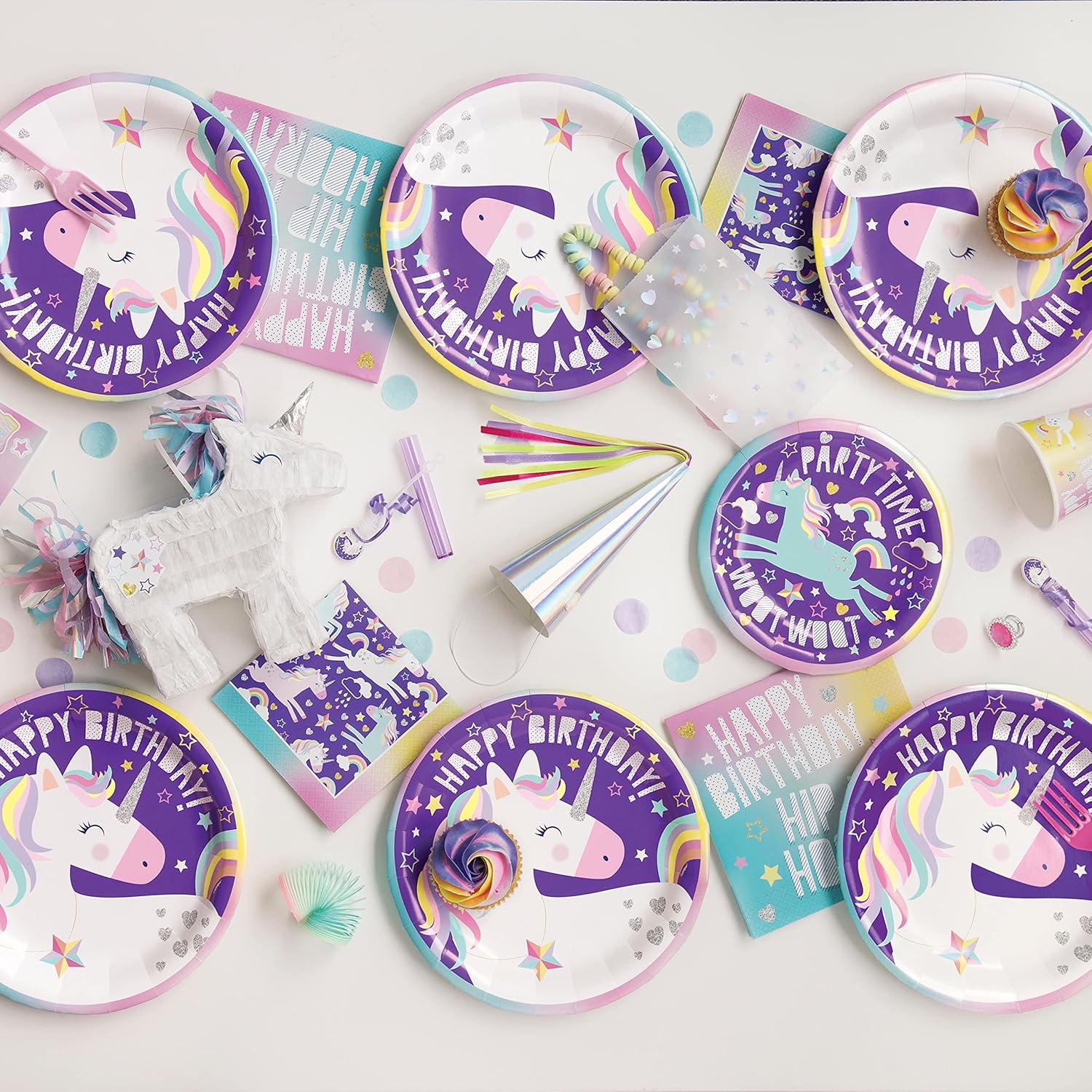 Piatti Ecologici in Carta - 23 cm - Festa a Tema Unicorno - Confezione da 8