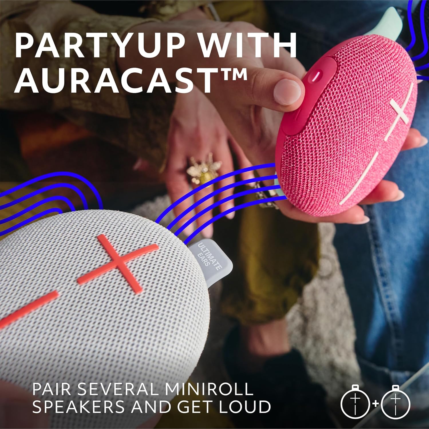Ultimate Ears MINIROLL Ultra-Portable Waterproof Bluetooth Speaker, Big Bass, IP67 Dustproof, 40 m (131 ft) Range - Revive