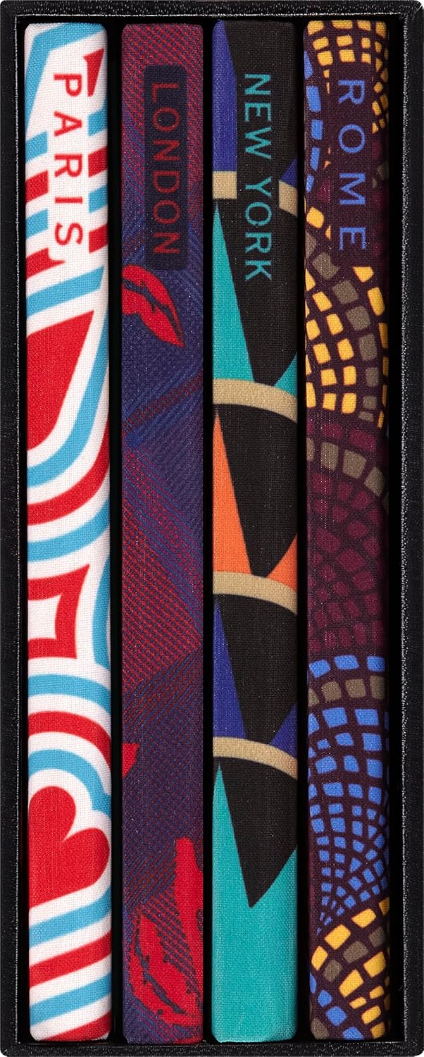 Moleskine Luxe City Collector Box, Gift Set Collection with 4 Tourist Guide Notebooks for Paris, London, New York and Rome, Fabric Covers, Pocket Format 9 x 14 cm