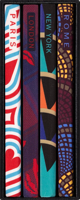 Moleskine Luxe City Collector Box, Gift Set Collection with 4 Tourist Guide Notebooks for Paris, London, New York and Rome, Fabric Covers, Pocket Format 9 x 14 cm