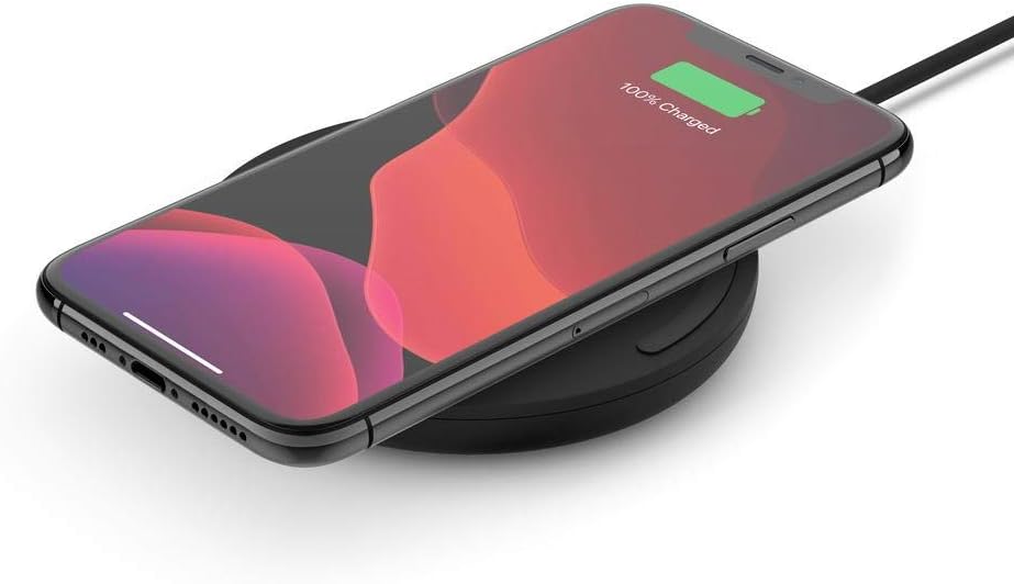 Belkin BoostCharge Wireless Charging Pad 10W (Qi-Certified Fast Wireless Charger for iPhone, Samsung, Google, more) – Black, Wall Adapter Not Included