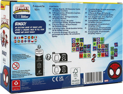 SHUFFLE Spidey and his Amazing Friends Bingo, Match Spidey, Friends and Villains in this Fun Game for Marvel Fans, Great Gift, 2-4 Players, Ages 3+ Years
