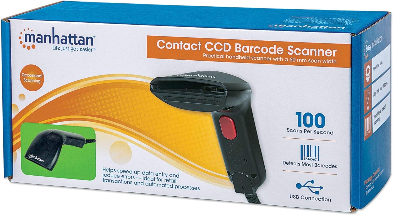 MANHATTAN Barcodescanner Kontakt CCD USB 60mm