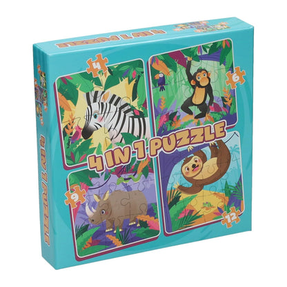 Puzzle 4 in 1 Wildtiere Puzzle für Kinder ab 3 Jahren
