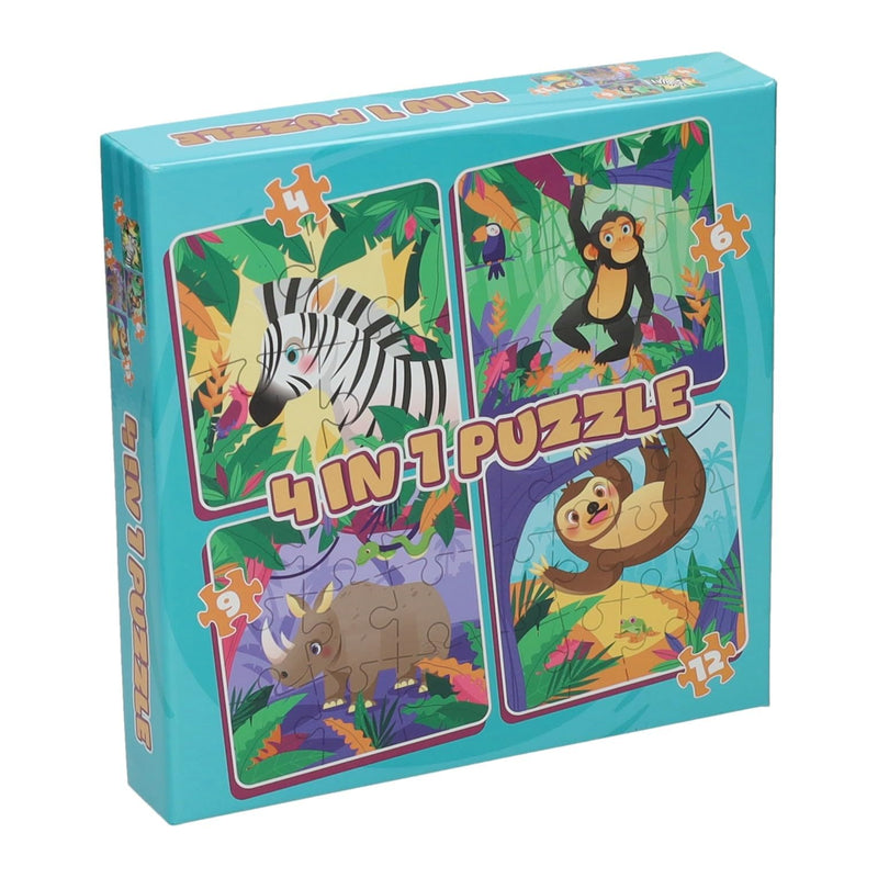 Puzzle 4 in 1 Wildtiere Puzzle für Kinder ab 3 Jahren