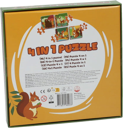 Wins Holland - Legpuzzel 4in1 - Bosdieren 12st.