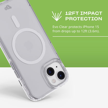 tech21 Evo Clear case Compatible with MagSafe for iPhone 15 -Impact Protection Case - Clear