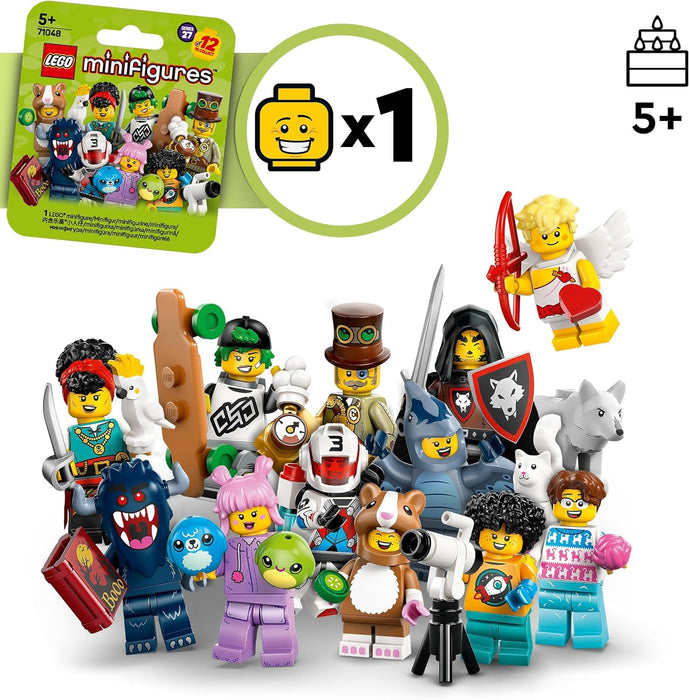 LEGO Minifigures Series 27 Mystery Box, Get 1 of 12 Collectible Figures incl. Cupid, Pterodactyl, Jetpack Racer & More - Toys for 5+ Year Old Boys and Girls 71048