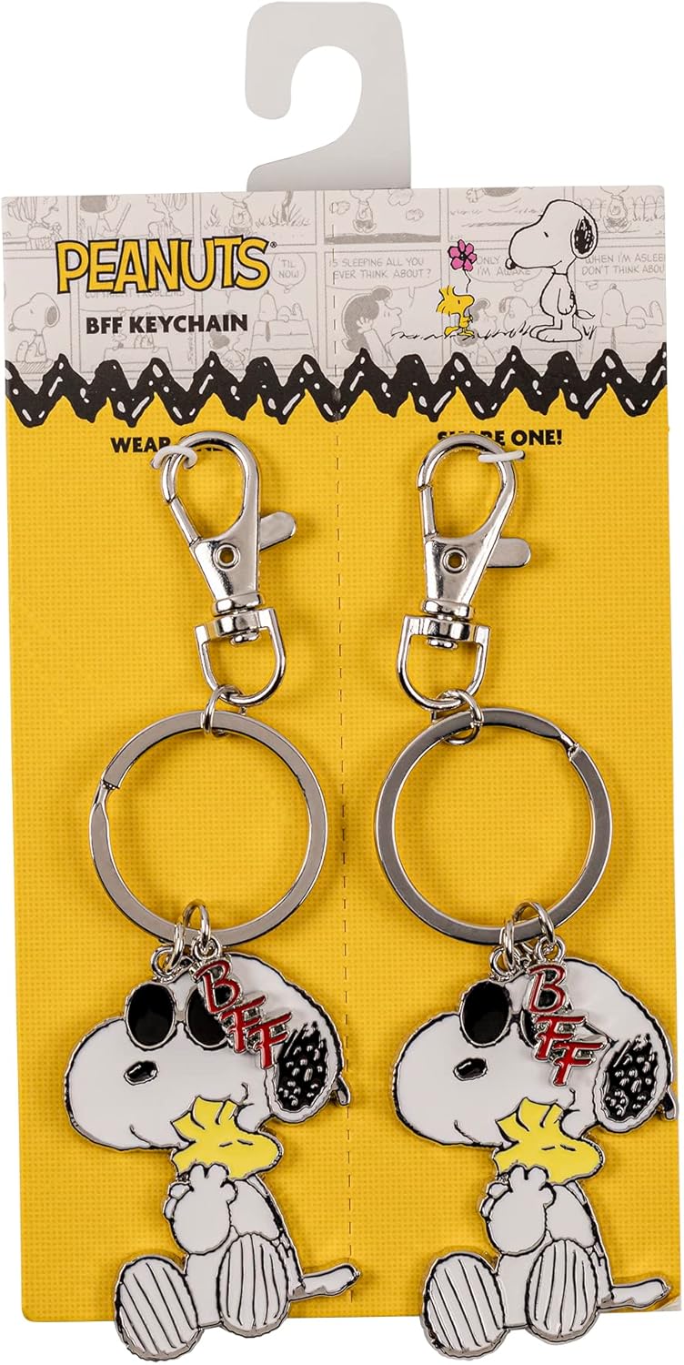 Peanuts Snoopy White, Yellow and Silver BFF Keyring Set