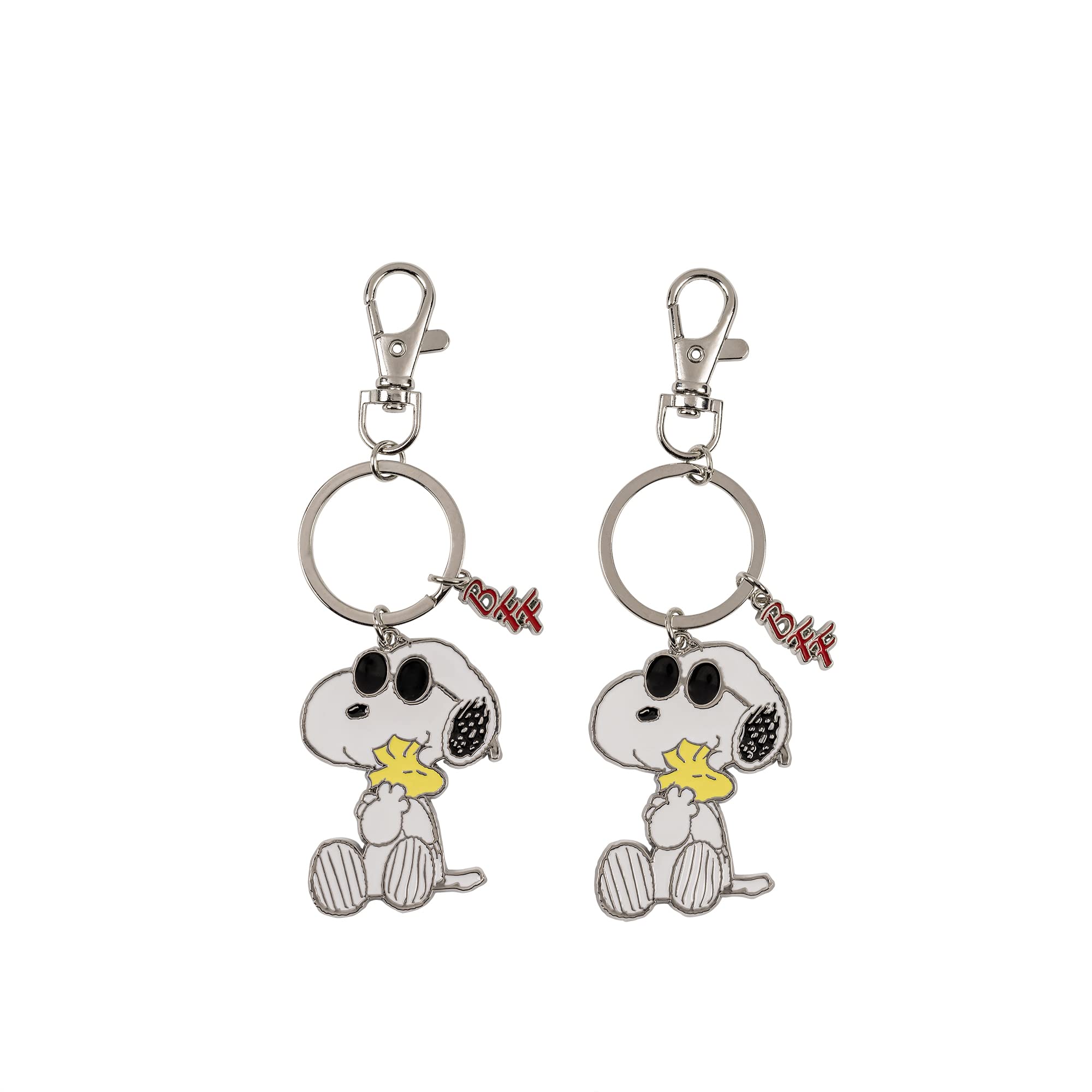 Peanuts Snoopy White, Yellow and Silver BFF Keyring Set