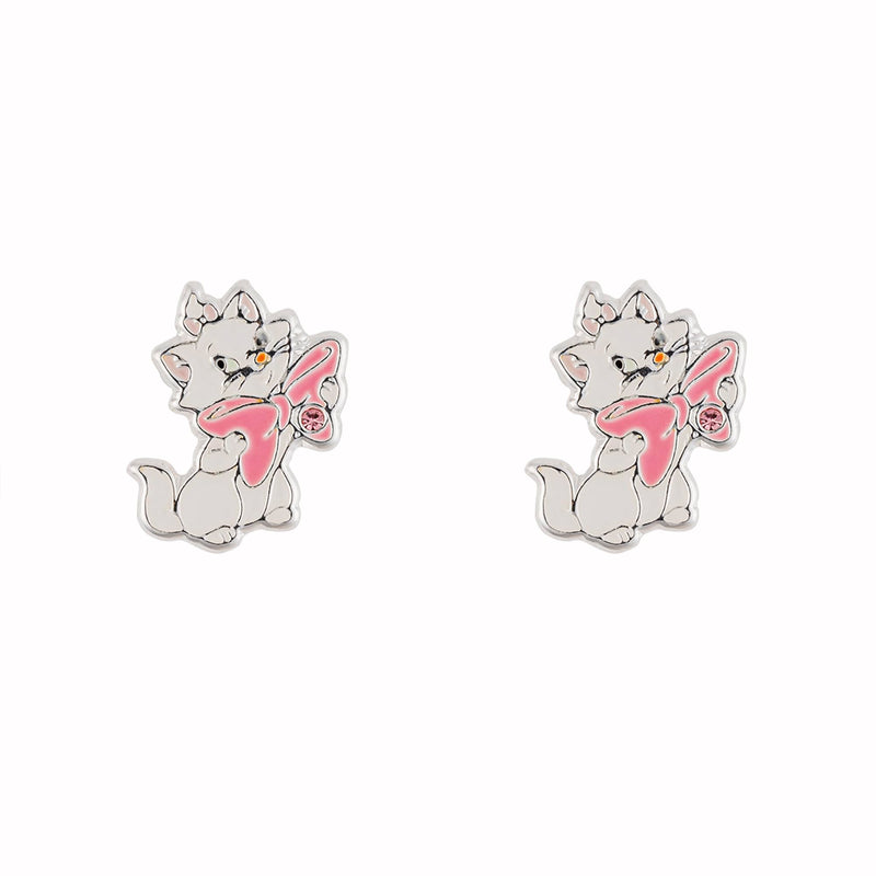 Disney Aristocats Marie Silver Plated Stud Earrings