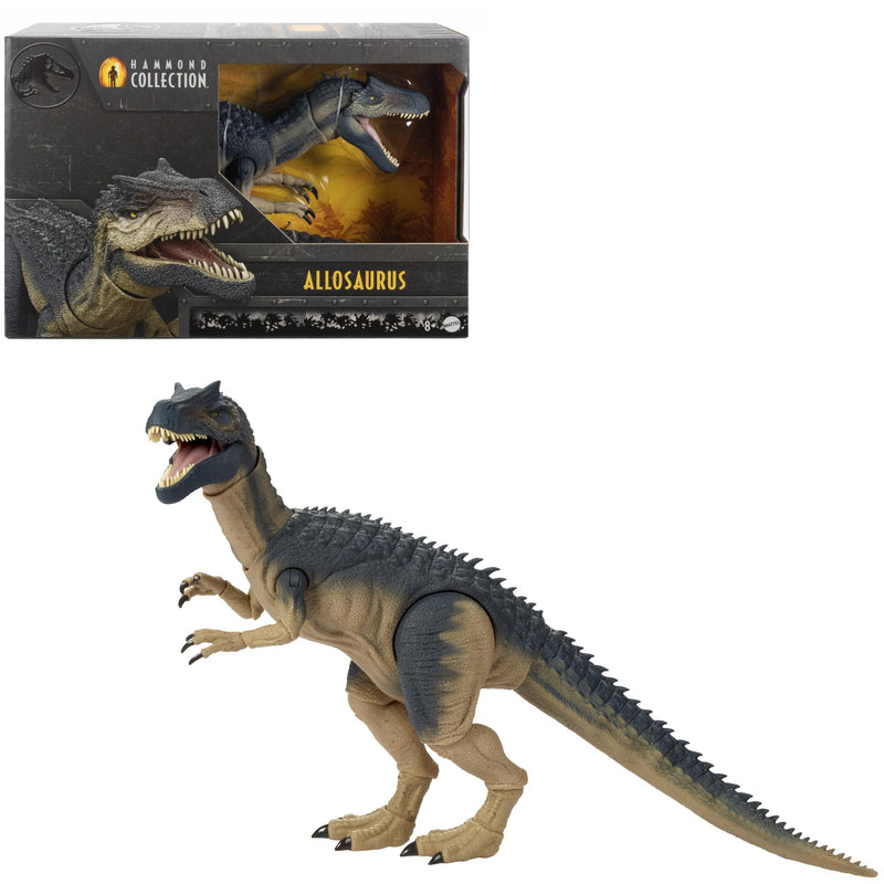 Mattel Jurassic World Hammond Collection Allosaurus Dinosaur Action Figure, Premium Movie Design, Glass Eyes & Wired Tail, 19 Points of Articulation, JCG13