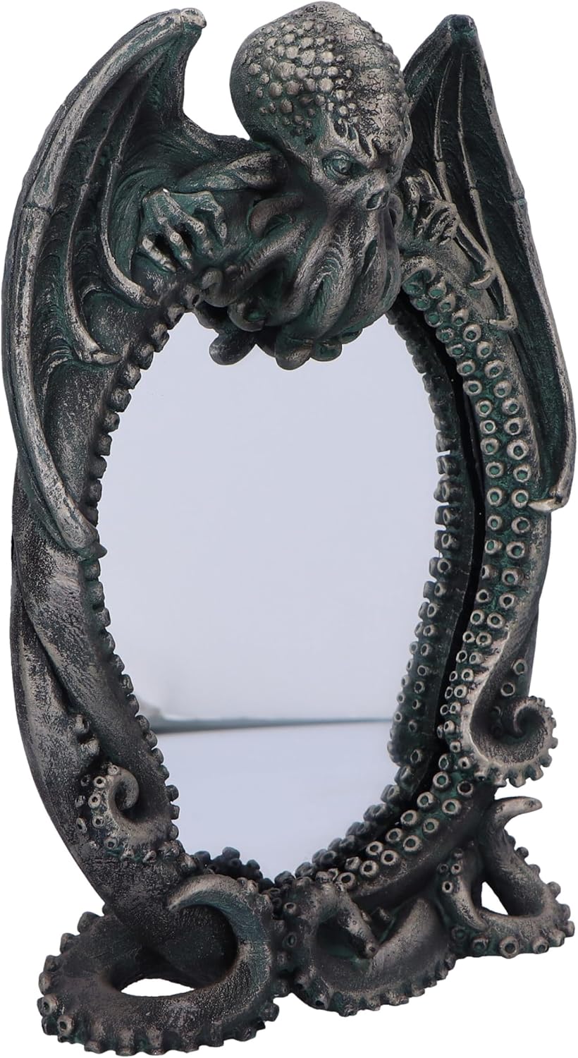 Nemesis Now Cthulhu's Reflection Cthulhu Mirror 25cm, Resin, Silver, Cthulhu Tabletop Mirror, Cast in the Finest Resin, Expertly Hand-Painted
