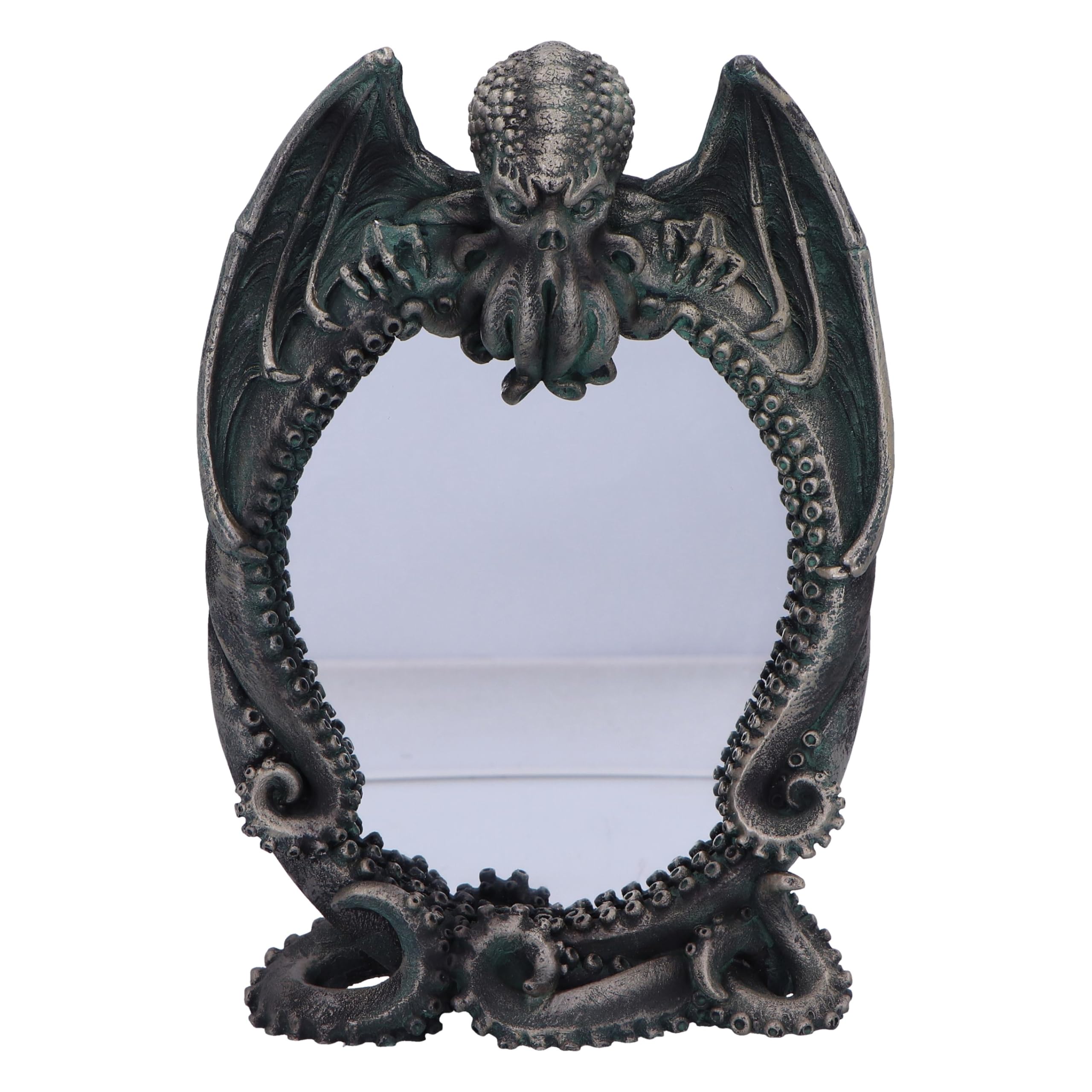 Nemesis Now Cthulhu's Reflection Cthulhu Mirror 25cm, Resin, Silver, Cthulhu Tabletop Mirror, Cast in the Finest Resin, Expertly Hand-Painted