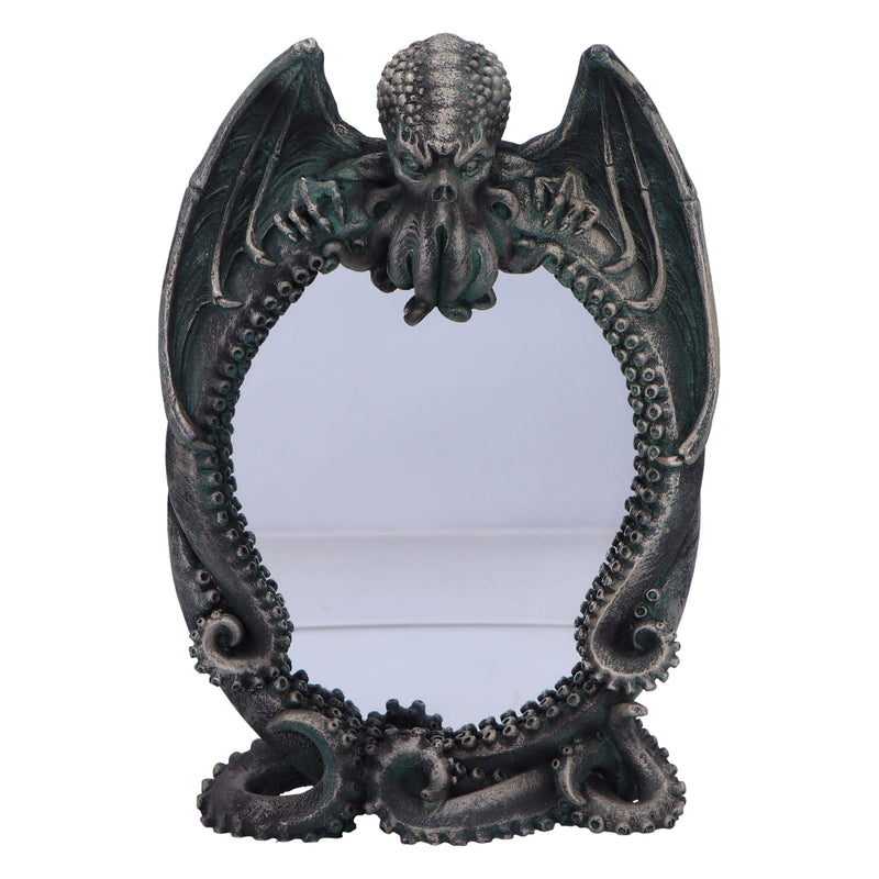 Nemesis Now Cthulhu's Reflection Cthulhu Mirror 25cm, Resin, Silver, Cthulhu Tabletop Mirror, Cast in the Finest Resin, Expertly Hand-Painted