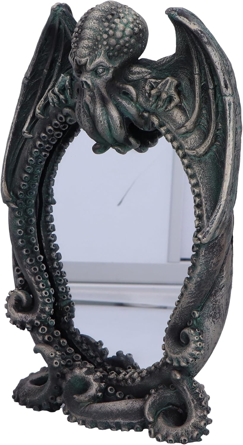 Nemesis Now Cthulhu's Reflection Cthulhu Mirror 25cm, Resin, Silver, Cthulhu Tabletop Mirror, Cast in the Finest Resin, Expertly Hand-Painted