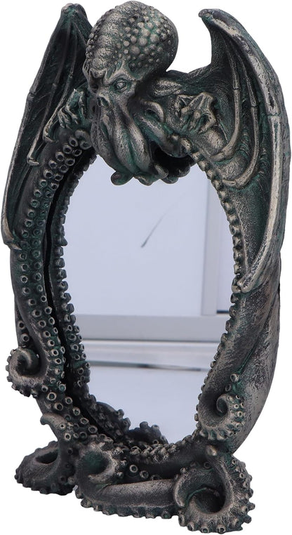 Nemesis Now Cthulhu's Reflection Cthulhu Mirror 25cm, Resin, Silver, Cthulhu Tabletop Mirror, Cast in the Finest Resin, Expertly Hand-Painted
