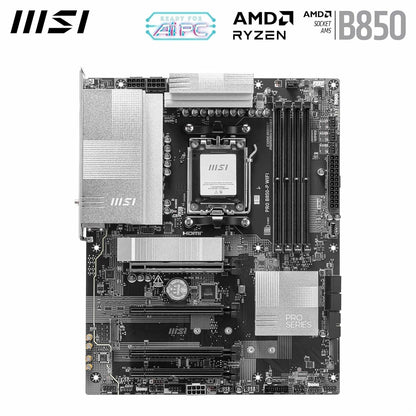 MSI PRO B850-P WIFI Motherboard, ATX - Supports AMD Ryzen 9000/8000 / 7000 Processors, AM5 - DDR5 Memory Boost (8200+ MT/s OC), PCIe 5.0 x16 & 4.0 x16, M.2 Gen5, Wi-Fi 7, 5G LAN