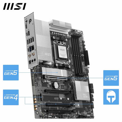 MSI PRO B850-P WIFI Motherboard, ATX - Supports AMD Ryzen 9000/8000 / 7000 Processors, AM5 - DDR5 Memory Boost (8200+ MT/s OC), PCIe 5.0 x16 & 4.0 x16, M.2 Gen5, Wi-Fi 7, 5G LAN