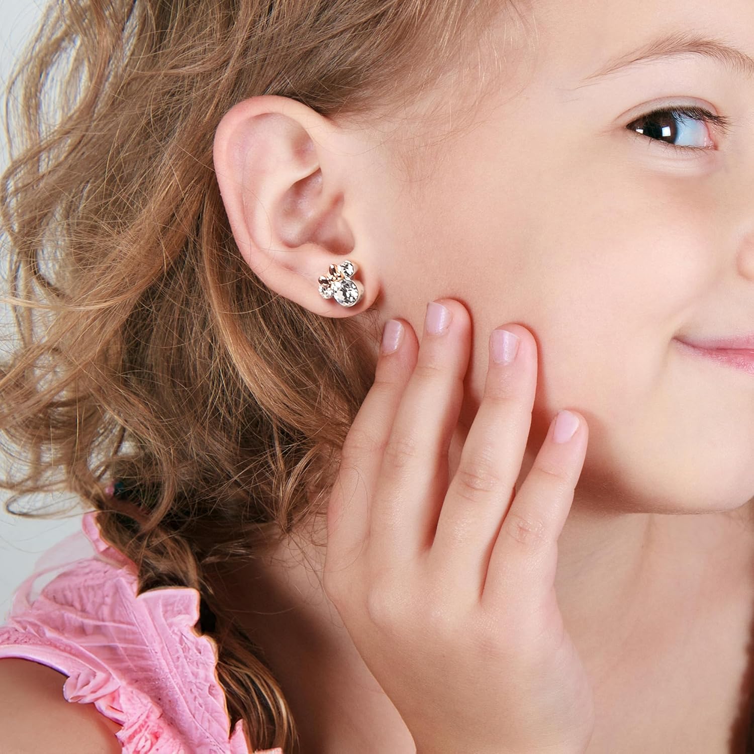 Minnie Mouse Two Tone Plated Crystal Stud Earrings
