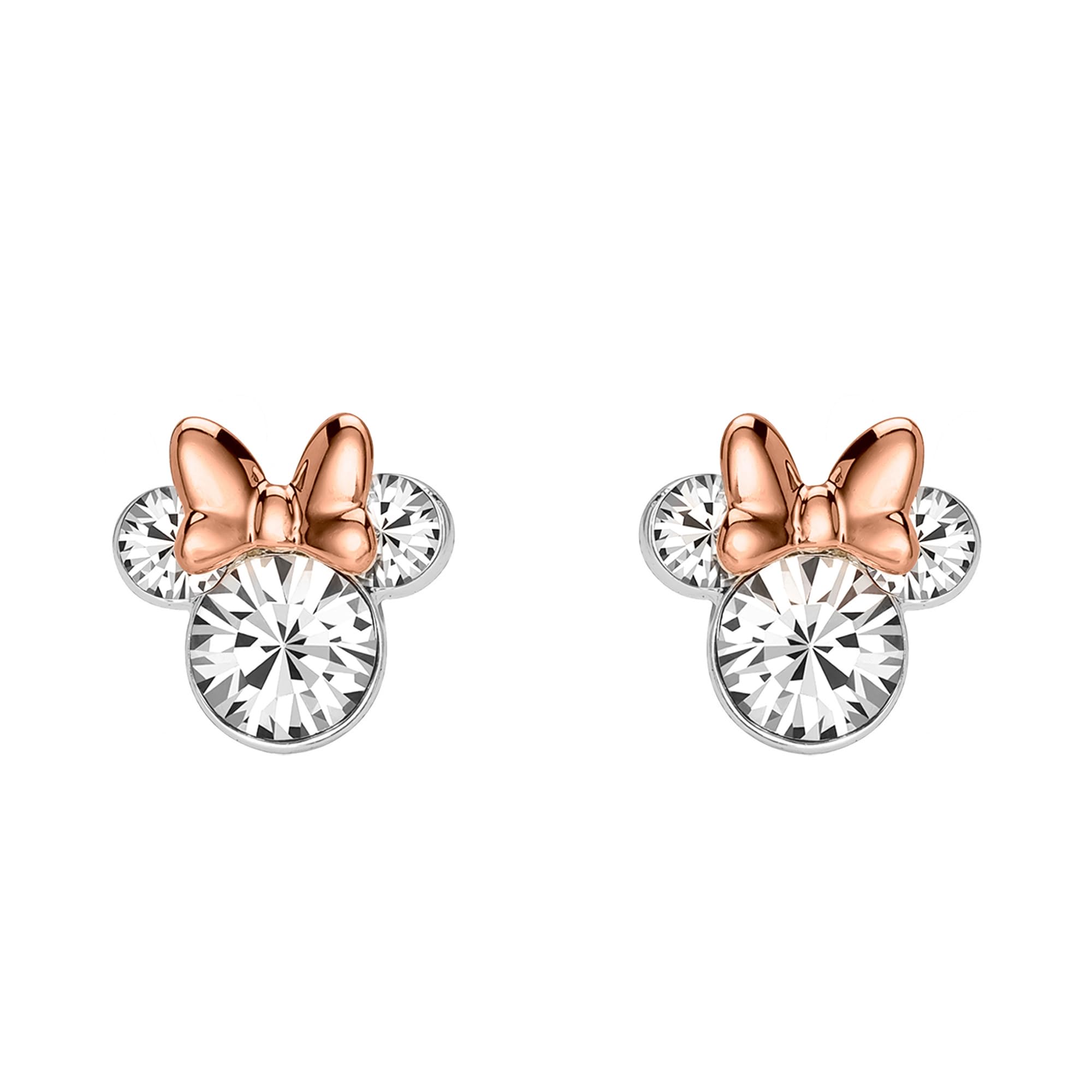 Minnie Mouse Two Tone Plated Crystal Stud Earrings
