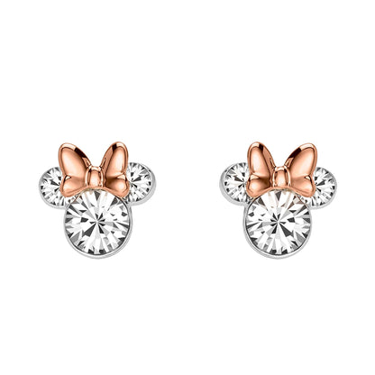 Minnie Mouse Two Tone Plated Crystal Stud Earrings