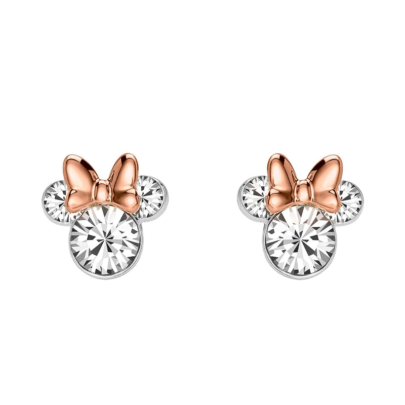 Minnie Mouse Two Tone Plated Crystal Stud Earrings