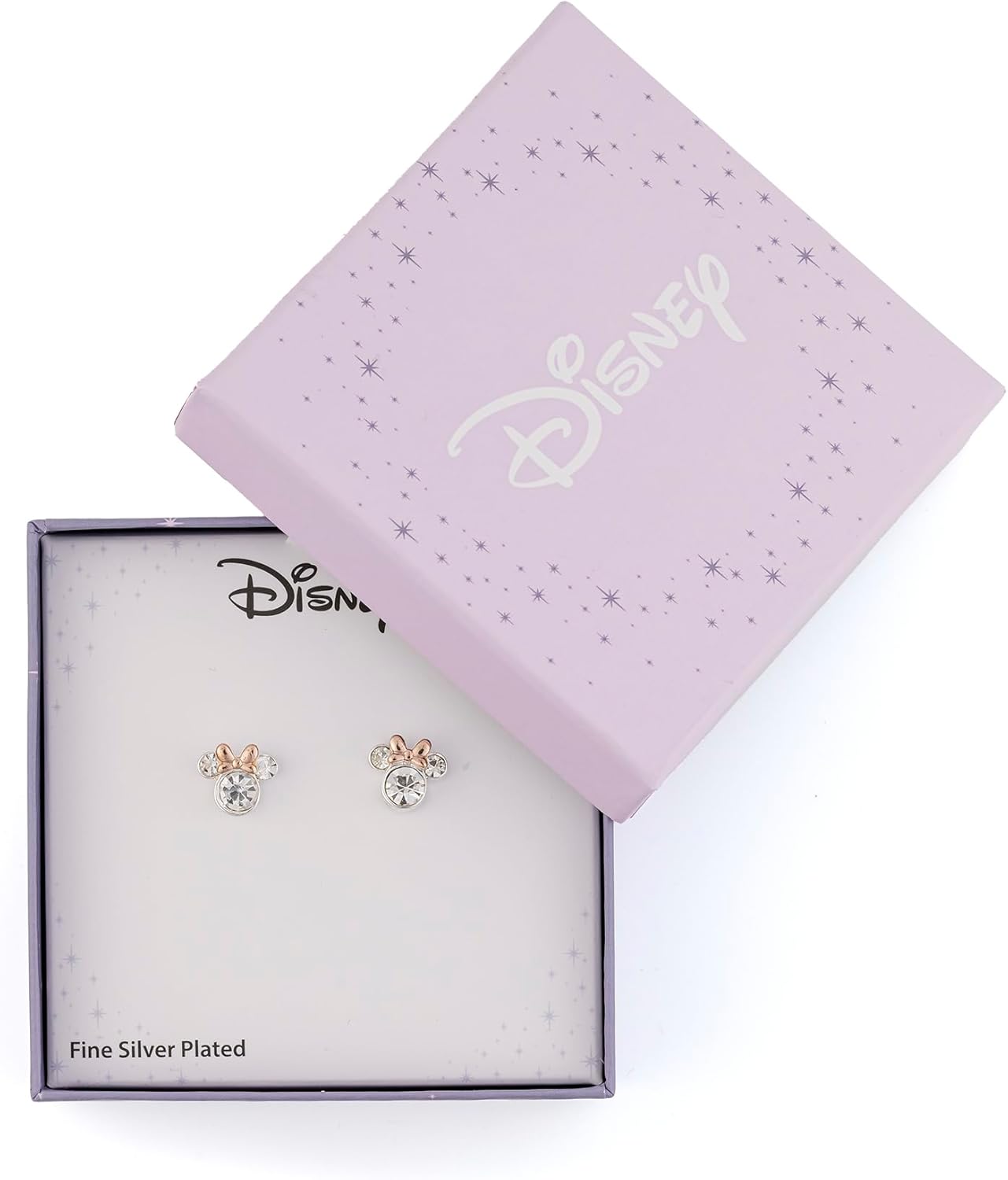 Minnie Mouse Two Tone Plated Crystal Stud Earrings