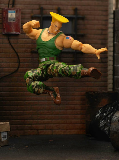 Jada Toys Street Fighter II Guile Action Figure 1:12 Scale, 6" Tall, Interchangeable Heads, Hands & Accessories
